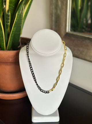 Black and Gold Chunky Chain Link Necklace