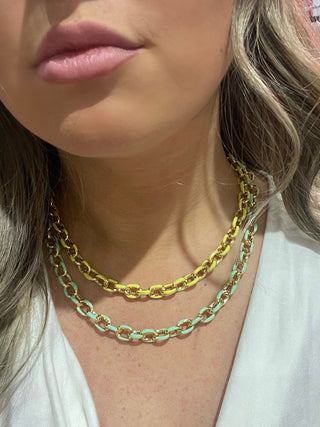 GOLD AND NEON CHAIN NECKLACE